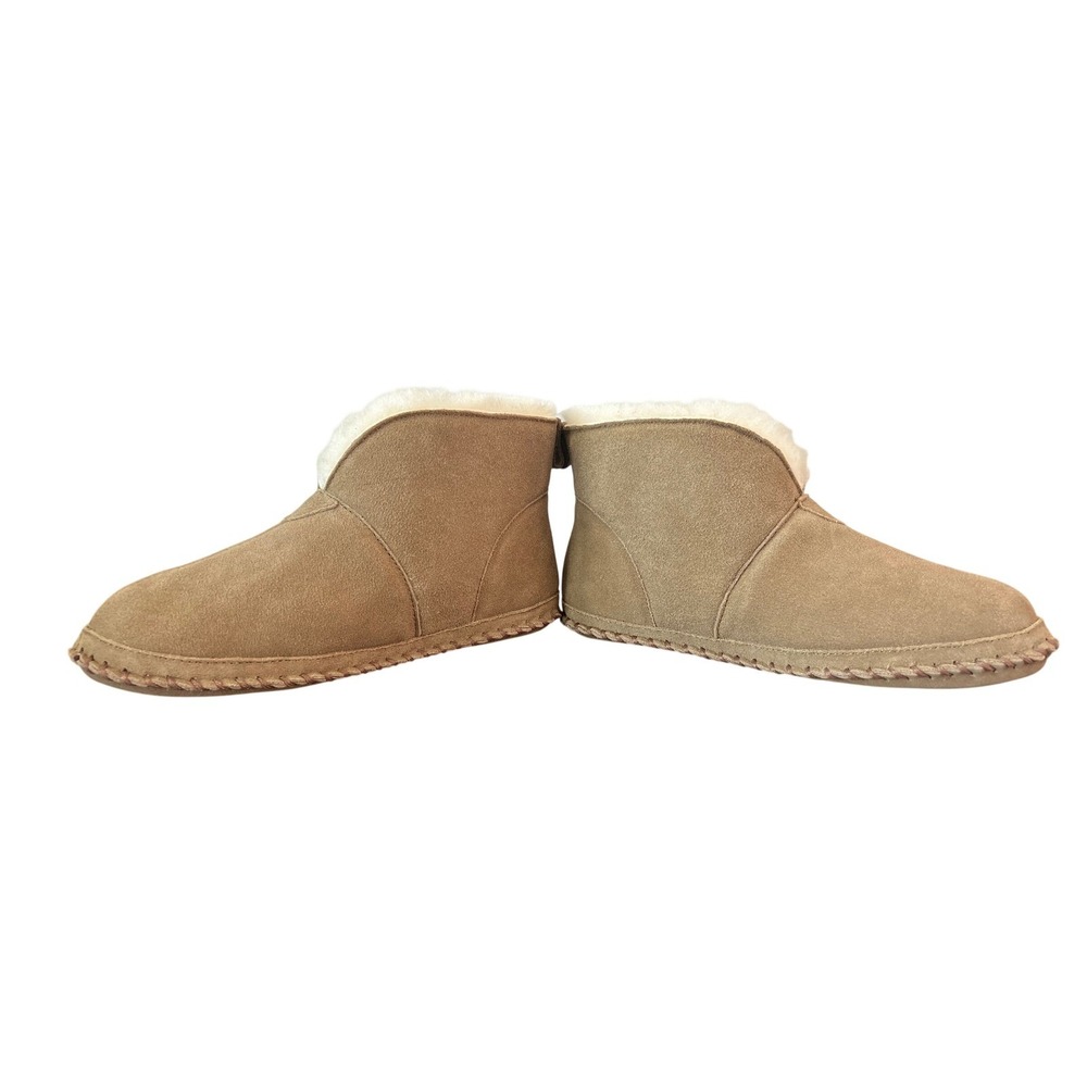 The Vermont Country Store Womens 9M Shearling Lined Suede Slipper Booties Tan - Picture 4 of 8